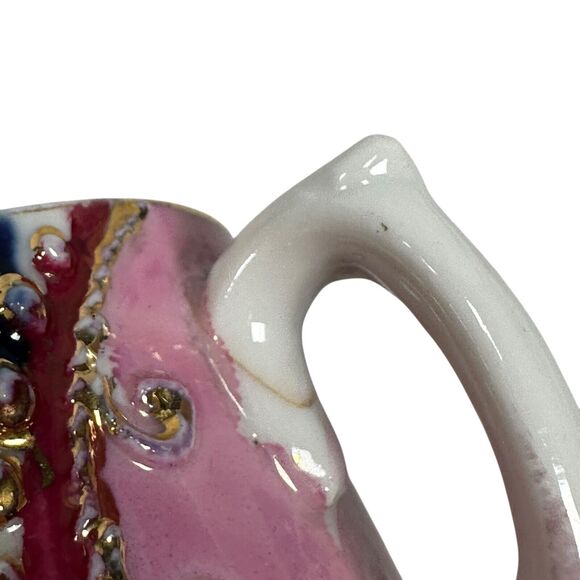 Antique Germany Pink Molded Lusterware Cups & Saucers Star Set 6 Vintage Ornate - Picture 11 of 15